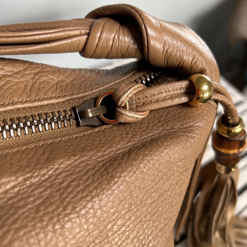 Gucci Vintage Tan Leather Bamboo Tassel Hobo Bag Made in Italy Authentic - Picture 10 of 10